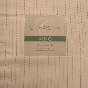 Charisma Microfiber King 6 Piece Sheet Set Tracks Pearl